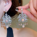 Vintage Palace Style Alloy Oval Waterdrop Rhinestone Stud Earrings With Silver Posts view 1