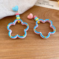 Cute Resin Heart Flower Stud Earrings For Women Summer Dopamine Sweet Girl Silver Post Jewelry view 4