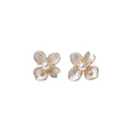 Light Luxury Cat Eye Stone Bow Pearl Flower Stud Earrings Camellia Sweet Elegant Jewelry view 5