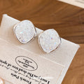 Modern Minimalist Rhombus Faux Crystal Pleated Stud Earrings With Silver Pins view 1