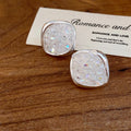 Modern Minimalist Rhombus Faux Crystal Pleated Stud Earrings With Silver Pins view 3