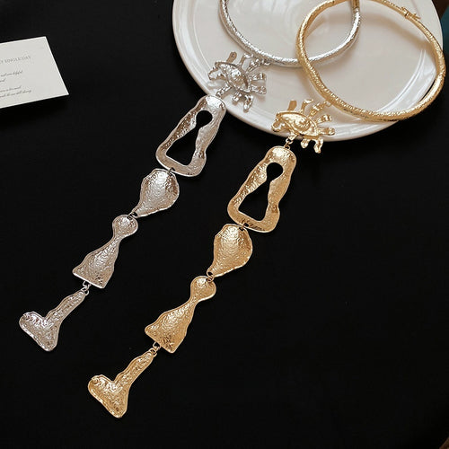 Light Luxury Alloy Irregular Geometric Tassel Pendant Choker Necklace