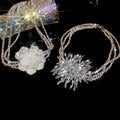 Old Money Gray Multilayer Resin Crystal Beaded Floral Firework Choker Necklace For Evening Wear view 2