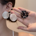 Elegant Acrylic Round Leopard Print Stud Earrings For Women Fashion Lightweight Silver Needle Earrings view 2