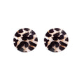 Elegant Acrylic Round Leopard Print Stud Earrings For Women Fashion Lightweight Silver Needle Earrings view 5