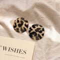 Elegant Acrylic Round Leopard Print Stud Earrings For Women Fashion Lightweight Silver Needle Earrings view 1