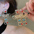 European Vintage Alloy Pearl Lips Cross Pendant Drop Earrings And Collarbone Necklace view 4