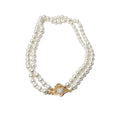 2026 Old Money Double Layer Faux Pearl Beaded Saturn Rhinestone Magnetic Choker Necklace view 5