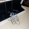 18K Gold Plated Copper Zircon Flower Hollow Pendant Necklace Light Luxury Clavicle Choker view 4
