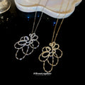 18K Gold Plated Copper Zircon Flower Hollow Pendant Necklace Light Luxury Clavicle Choker view 2