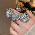 Painted Iron Round Rhinestone Stud Earrings, European Geometric Light Luxury Office Jewelry view 1