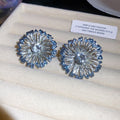 Painted Iron Round Rhinestone Stud Earrings, European Geometric Light Luxury Office Jewelry view 4