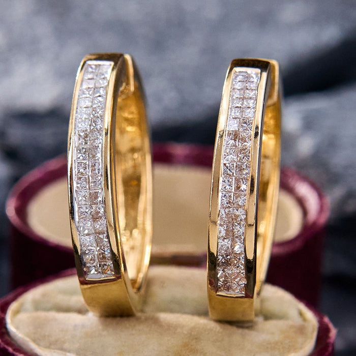 Simple Versatile Zircon Inlaid Hoop Earrings, Sweet Cool Classic Daily Jewelry For Women