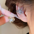 Light Luxury Copper Heart Star Zircon Clip-on Earrings Vintage Cartilage Ear Cuffs view 1