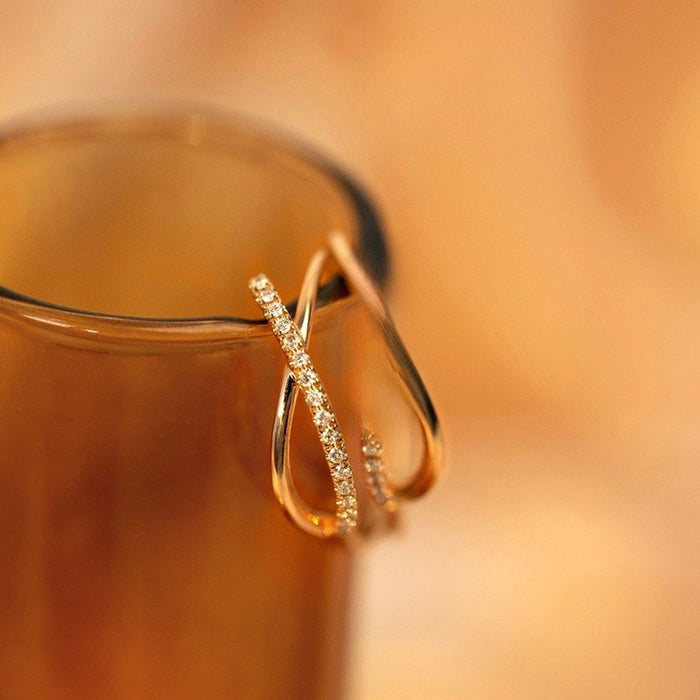 Minimalist Petite Line Hoop Earrings With Micro Pave Zircon, Fashion Daily Commuter Jewelry