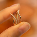 Minimalist Petite Line Hoop Earrings With Micro Pave Zircon, Fashion Daily Commuter Jewelry view 2