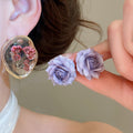 Resin Floral Drop Earrings With Silver Needle Posts, Vintage Palace Pastoral Sweet Light Luxury Jewelry view 2