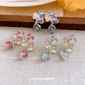 Alloy Rhinestone Flower Drop Earrings For Women Elegant OL Style Light Luxury Floral Ear Jewelry view 2