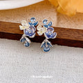 Alloy Rhinestone Flower Drop Earrings For Women Elegant OL Style Light Luxury Floral Ear Jewelry view 4