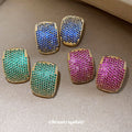 Light Luxury Copper Zircon Square Geometric Clip-on Earrings Minimalist Fashion Ear Jewelry view 2