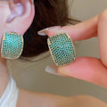 Light Luxury Copper Zircon Square Geometric Clip-on Earrings Minimalist Fashion Ear Jewelry view 3
