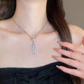 Copper Oval Hollow Zircon Drop Earrings And Necklace Jewelry Set For Women view 4
