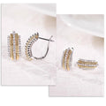 Elegant Zircon Hoop Earrings With Premium Two Tone Line Design, Classic Daily Vacation Jewelry view 3