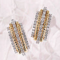 Elegant Zircon Hoop Earrings With Premium Two Tone Line Design, Classic Daily Vacation Jewelry view 2