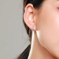 Korean Minimal Small Hoop Earrings With Inlaid Zircon, Delicate Versatile Artistic Fashion Jewelry view 3