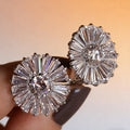 Full Rhinestone Round Stud Earrings For Women, Sweet Zircon Flower Ear Jewelry Accessories view 2