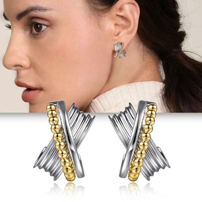 Vintage Line Geometric Cross Hoop Earrings, Casual Fashion Unisex Daily Jewelry For Men And Women