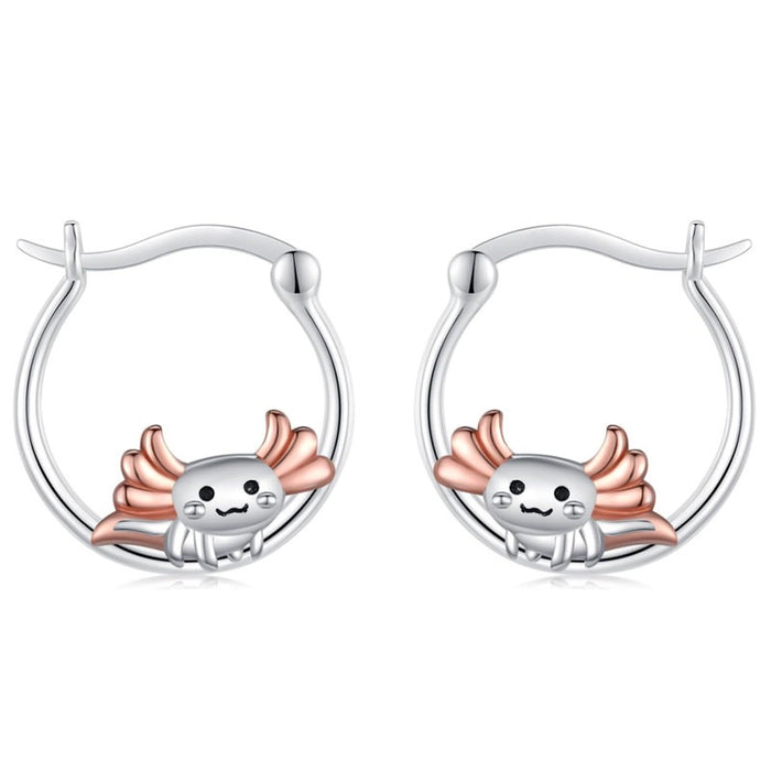 Cartoon Axolotl Ear Cuff Earrings, Oil Painted Small Salamander Casual Animal Jewelry