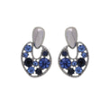 Elegant Blue Zircon Openwork Geometric Metal Stud Earrings Luxury Hollow Rhinestone Circle Drop Earrings view 5