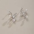 Irregular Faux Pearl Zircon Geometric Hoop Clip-on Earrings For Women No Piercing Ear Cuff view 2