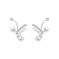 Irregular Faux Pearl Zircon Geometric Hoop Clip-on Earrings For Women No Piercing Ear Cuff view 5