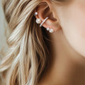Irregular Faux Pearl Zircon Geometric Hoop Clip-on Earrings For Women No Piercing Ear Cuff view 3
