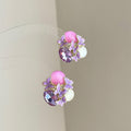 Alloy Rhinestone Enamel Oval Butterfly Flower Stud Earrings Sweet Forest Light Luxury Jewelry view 2