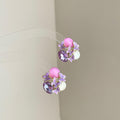 Alloy Rhinestone Enamel Oval Butterfly Flower Stud Earrings Sweet Forest Light Luxury Jewelry view 3