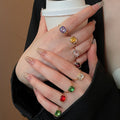Sparkling Rhinestone Square Open Alloy Ring, Modern Minimalist Geometric Fashion Ring For Women view 2