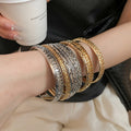 Matte Iron Irregular Hollow Bangle For Women, European Minimalist Luxury Bracelet view 3