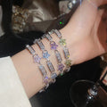 Light Luxury Copper Zircon Flower Clasp Bangle For Women Elegant Fashion Bracelet view 1