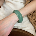 Irregular Marbled Acrylic Wide Wave Bangle Modern Minimalist Round Statement Bracelet view 3