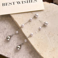 Elegant Luxury Pearl Beaded Waterdrop Alloy Chain Tassel Long Drop Dangle Statement Earrings view 4