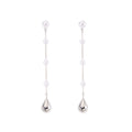 Elegant Luxury Pearl Beaded Waterdrop Alloy Chain Tassel Long Drop Dangle Statement Earrings view 5