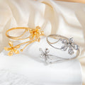 Gold Plated 3D Flower Open Arm Cuff Exaggerated Petal Upper Arm Bracelet French Vacation Style view 2