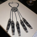Vintage Double Layer Hollow Iron Beaded Bracelet With Geometric Circle Finger Ring Hand Chain view 4
