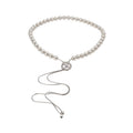 Light Luxury Faux Pearl Sweater Necklace With Rhinestone Flower Geometric Pendant view 5