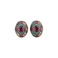 Vintage Alloy Rhinestone Diamond Flower Stud Earrings Retro Palace Light Luxury Jewelry view 5
