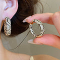Luxury Zircon Two Tone Leopard Print Copper Huggie Earrings For Women view 4
