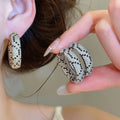 Luxury Zircon Two Tone Leopard Print Copper Huggie Earrings For Women view 2